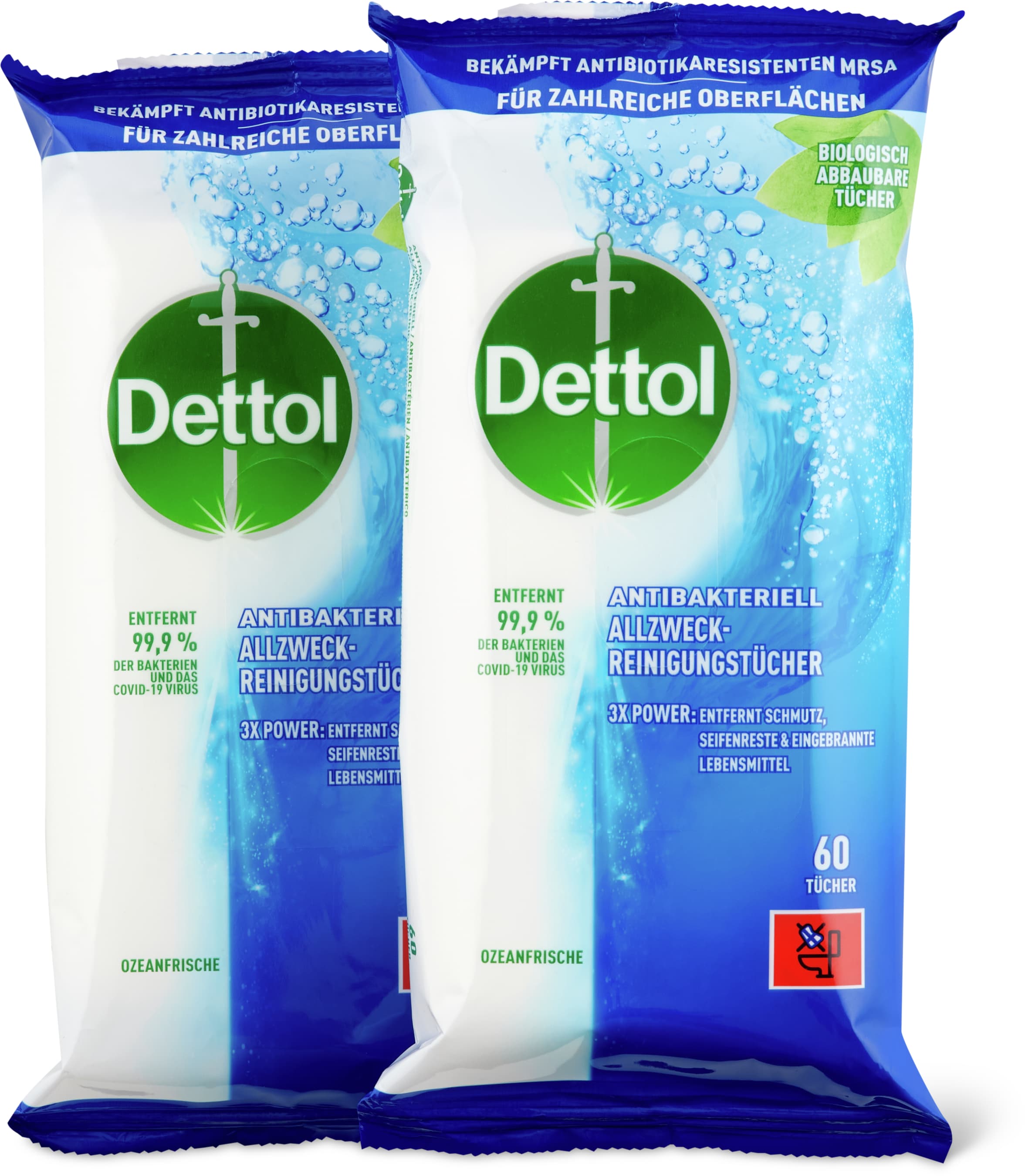 Dettol Allzwecktücher Limette und Minze 2x60